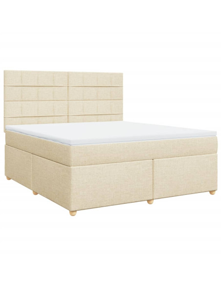 Giroletto a Molle con Materasso Crema 180x200 cm in Tessuto