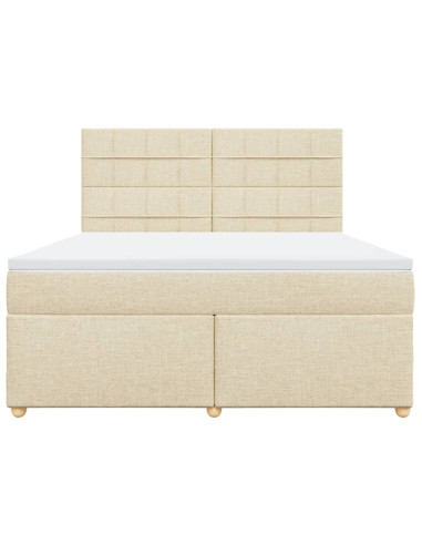Giroletto a Molle con Materasso Crema 180x200 cm in Tessuto