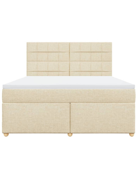 Giroletto a Molle con Materasso Crema 180x200 cm in Tessuto