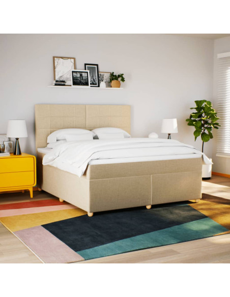 Giroletto a Molle con Materasso Crema 180x200 cm in Tessuto