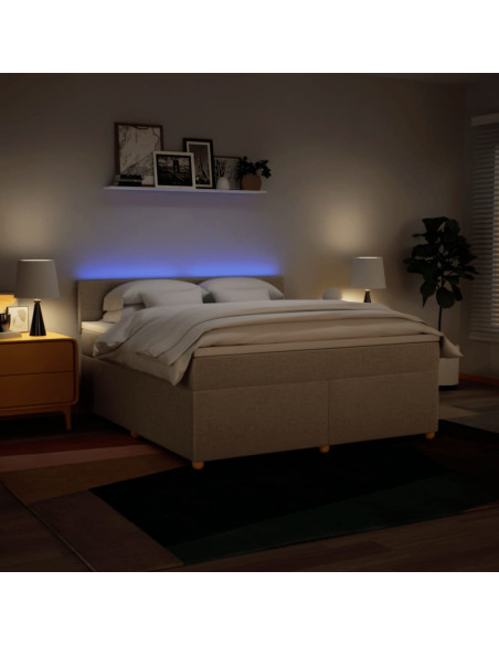 Giroletto a Molle con Materasso Crema 180x200 cm in Tessuto