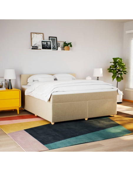 Giroletto a Molle con Materasso Crema 180x200 cm in Tessuto