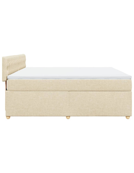 Giroletto a Molle con Materasso Crema 180x200 cm in Tessuto