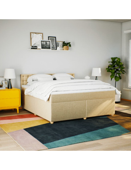 Giroletto a Molle con Materasso Crema 180x200 cm in Tessuto
