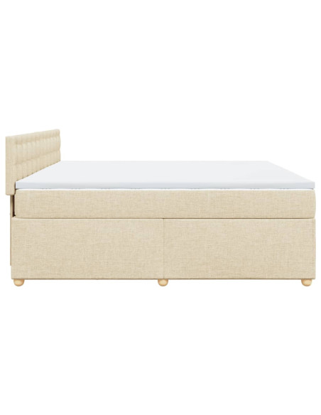 Giroletto a Molle con Materasso Crema 180x200 cm in Tessuto