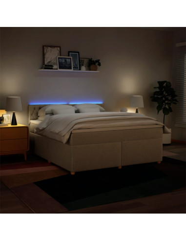 Giroletto a Molle con Materasso Crema 180x200 cm in Tessuto