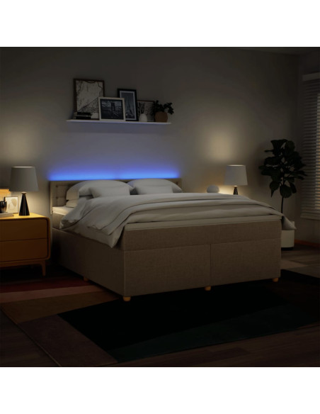 Giroletto a Molle con Materasso Crema 180x200 cm in Tessuto