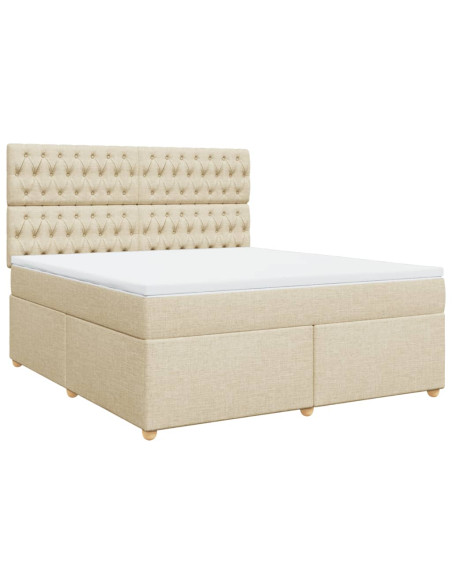 Giroletto a Molle con Materasso Crema 180x200 cm in Tessuto