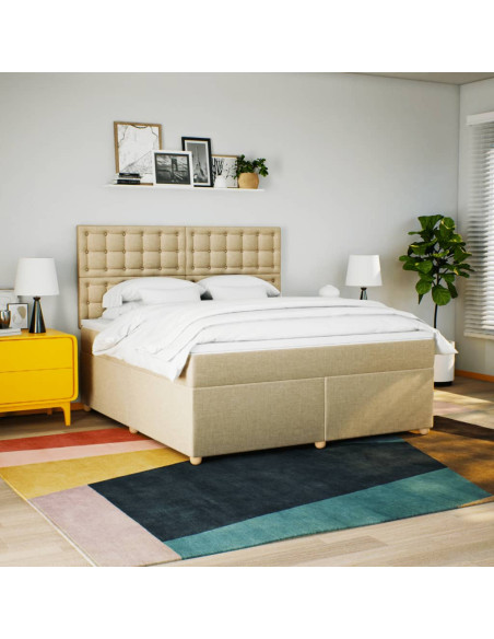 Giroletto a Molle con Materasso Crema 180x200 cm in Tessuto