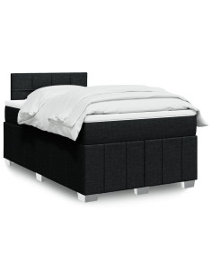 Giroletto a Molle con Materasso Nero 120x190 cm in Tessuto