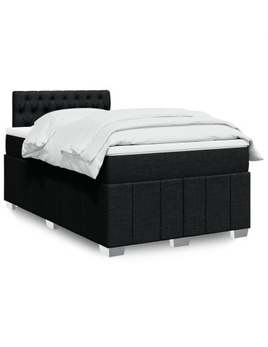 Giroletto a Molle con Materasso Nero 120x190 cm in Tessuto