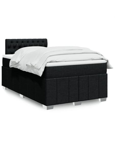 Giroletto a Molle con Materasso Nero 120x190 cm in Tessuto
