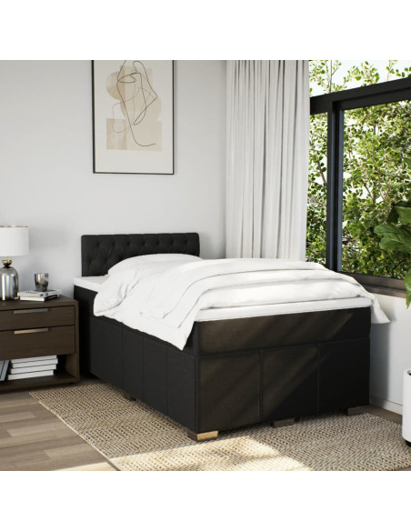 Giroletto a Molle con Materasso Nero 120x190 cm in Tessuto