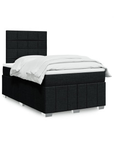 Giroletto a Molle con Materasso Nero 120x190 cm in Tessuto
