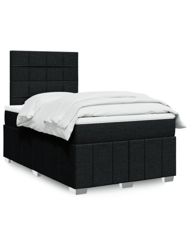 Giroletto a Molle con Materasso Nero 120x190 cm in Tessuto