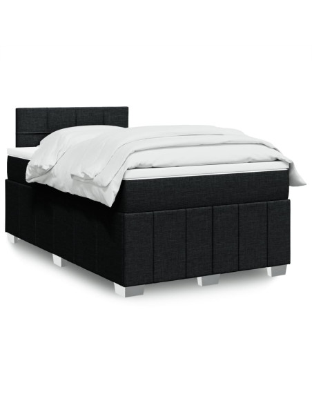 Giroletto a Molle con Materasso Nero 120x190 cm in Tessuto