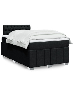 Giroletto a Molle con Materasso Nero 120x190 cm in Tessuto