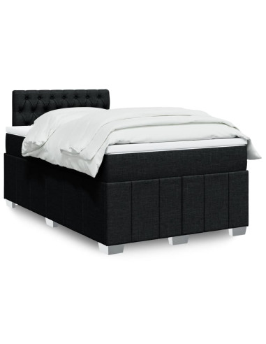 Giroletto a Molle con Materasso Nero 120x190 cm in Tessuto