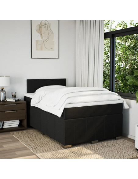 Giroletto a Molle con Materasso Nero 120x190 cm in Tessuto