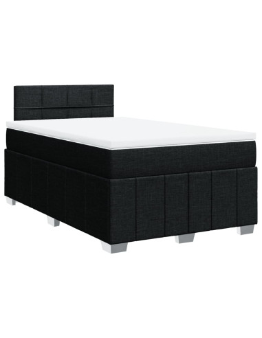 Giroletto a Molle con Materasso Nero 120x190 cm in Tessuto