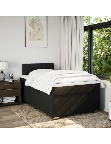 Giroletto a Molle con Materasso Nero 120x190 cm in Tessuto