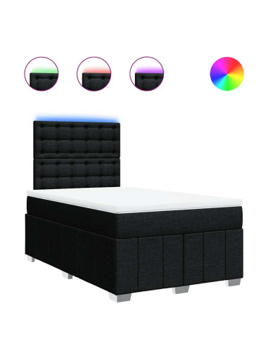 Giroletto a Molle con Materasso Nero 120x190 cm in Tessuto