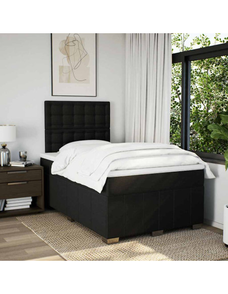 Giroletto a Molle con Materasso Nero 120x190 cm in Tessuto