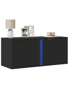 Mobile TV a Parete con Luci LED Nero 80x31x35 cm