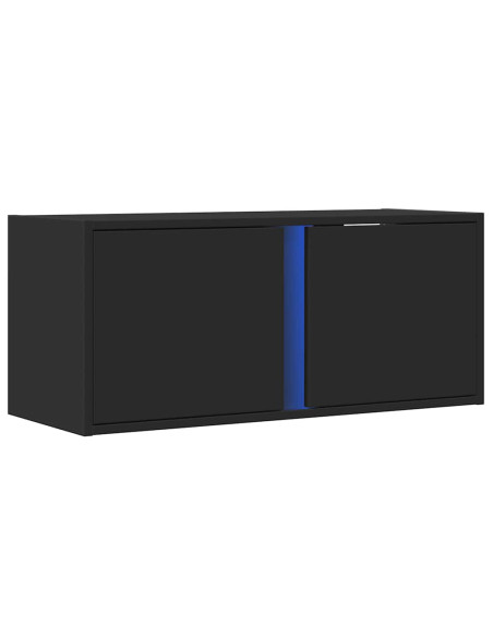 Mobile TV a Parete con Luci LED Nero 80x31x35 cm