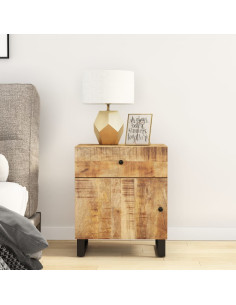 Comodino 50x33x60cm Legno Massello di Mango e Legno Multistrato