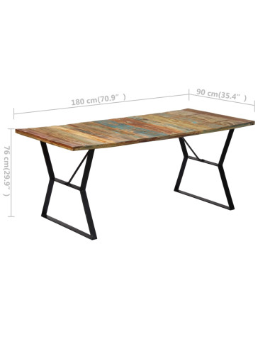 Tavolo da Pranzo 180x90x76 cm in Legno Massello di Recupero