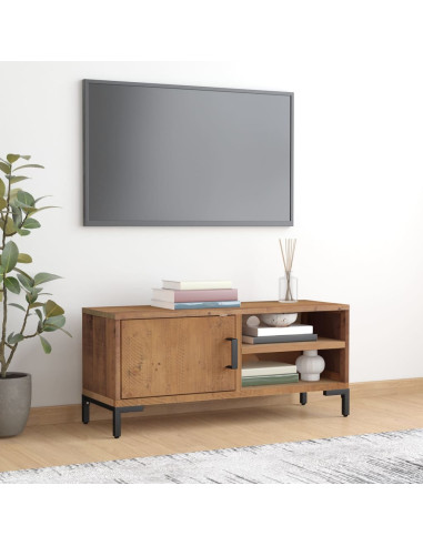 Mobile TV Marrone 90x30x40 cm in Legno Massello di Pino