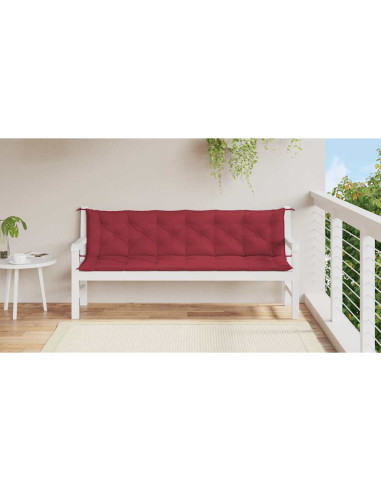 Cuscini per Panca 2 pz Rosso Vino 200x50x7 cm in Tessuto Oxford
