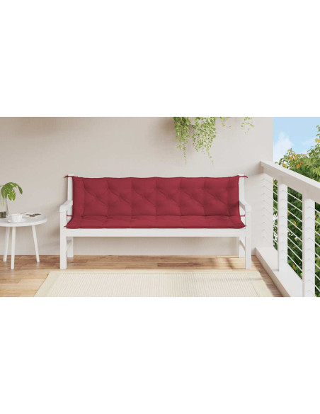 Cuscini per Panca 2 pz Rosso Vino 200x50x7 cm in Tessuto Oxford