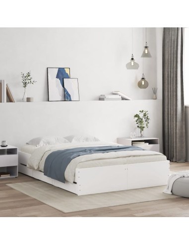 Giroletto con Cassetti Bianco 120x200 cm in Legno Multistrato