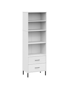 Libreria con 2 Cassetti Bianco 60x35x180 cm Legno Massello OSLO 2