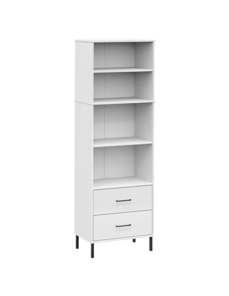 Libreria con 2 Cassetti Bianco 60x35x180 cm Legno Massello OSLO