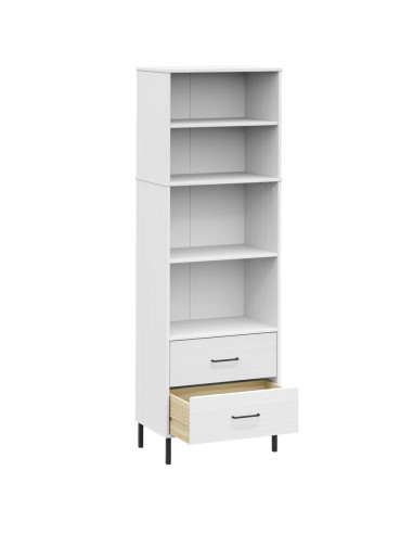 Libreria con 2 Cassetti Bianco 60x35x180 cm Legno Massello OSLO