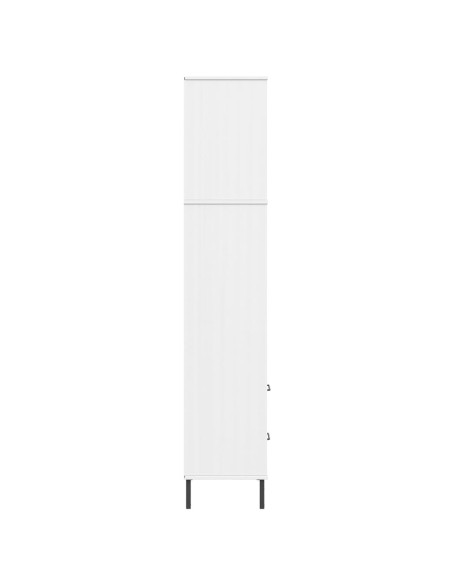 Libreria con 2 Cassetti Bianco 60x35x180 cm Legno Massello OSLO