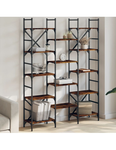 Libreria Rovere Fumo 127,5x28,5x172,5 cm in Legno Multistrato