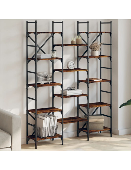Libreria Rovere Fumo 127,5x28,5x172,5 cm in Legno Multistrato