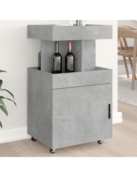 Carrello Bar Grigio Cemento 50x41x89 cm in Legno Multistrato