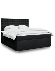 Giroletto a Molle con Materasso Nero 180x200 cm in Tessuto