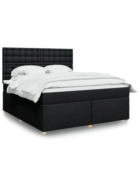 Giroletto a Molle con Materasso Nero 180x200 cm in Tessuto