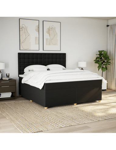 Giroletto a Molle con Materasso Nero 180x200 cm in Tessuto