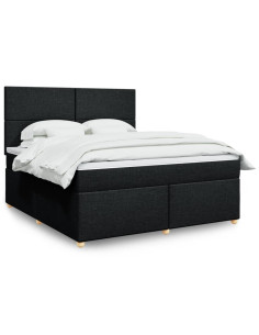 Giroletto a Molle con Materasso Nero 180x200 cm in Tessuto