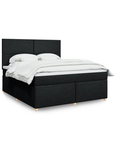 Giroletto a Molle con Materasso Nero 180x200 cm in Tessuto