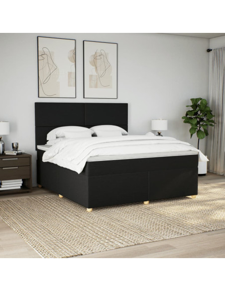 Giroletto a Molle con Materasso Nero 180x200 cm in Tessuto