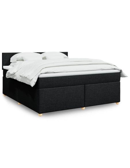 Giroletto a Molle con Materasso Nero 180x200 cm in Tessuto