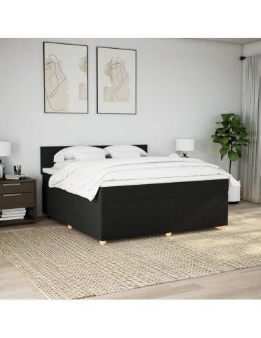 Giroletto a Molle con Materasso Nero 180x200 cm in Tessuto